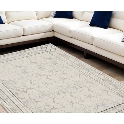 Juhef Power Loomed Geometric Modern Non Skid Stain Resistant Area Rug By HomeRoots - 118' X '94' X '0.39