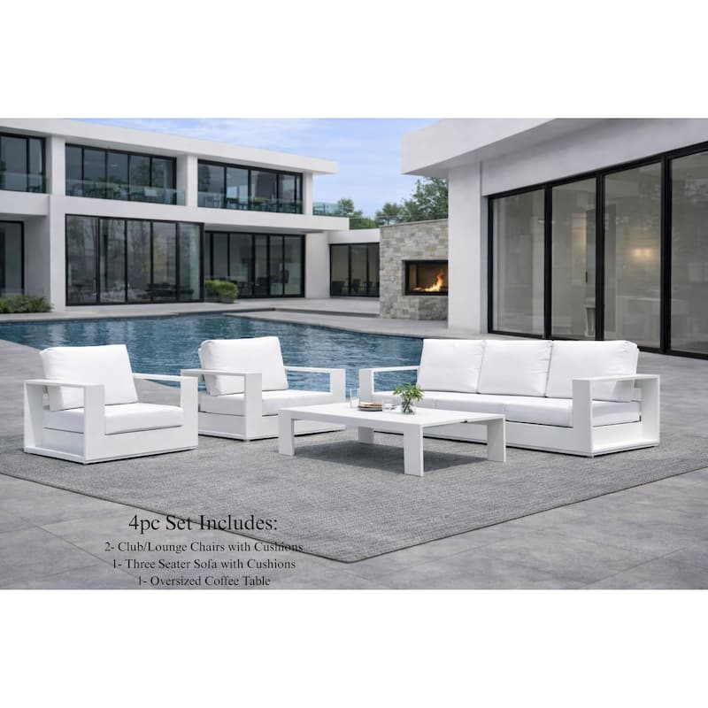 Ascot White 4-Piece Aluminum Outdoor Conversation Seating Set