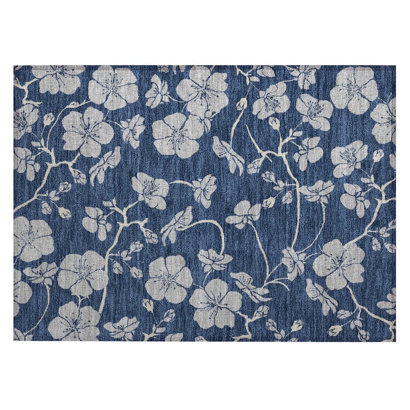 Machine Washable Indoor/ Outdoor Floral Zen Chantille Rug