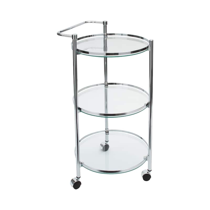 Organize It All Circular Tempered Glass Rolling Serving Cart - 15.25 x 16.75 x 29.75"