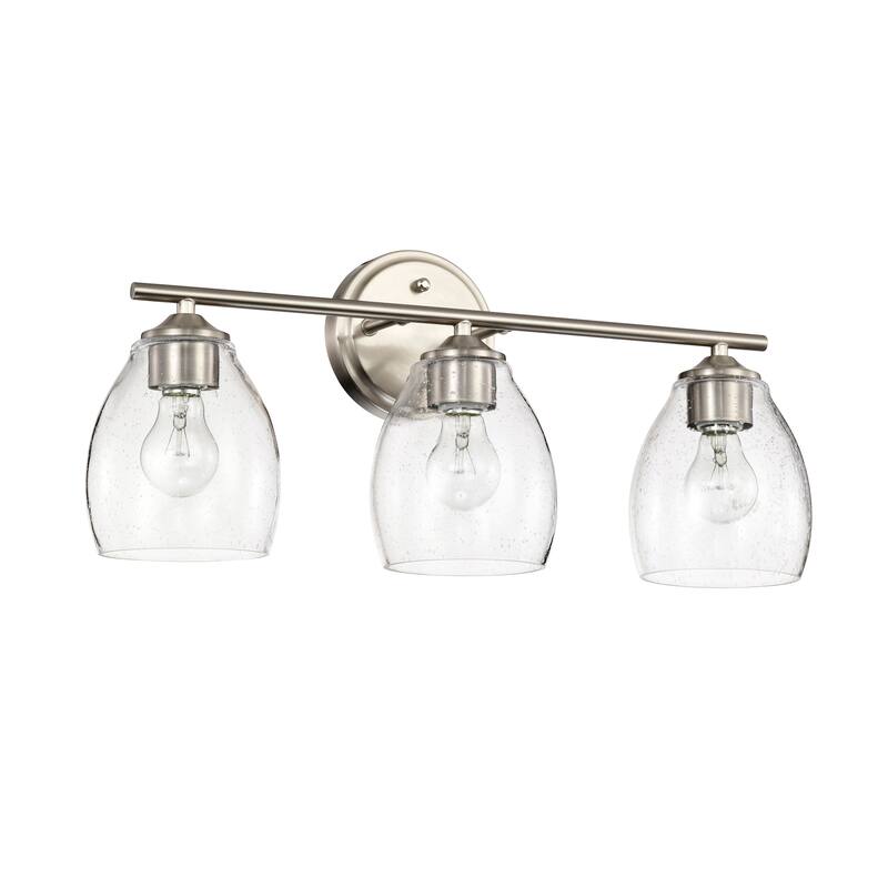 Brushed Nickel 3-Light/4-Light Vanity Light with Bell-shaped Seedy Glass Shades