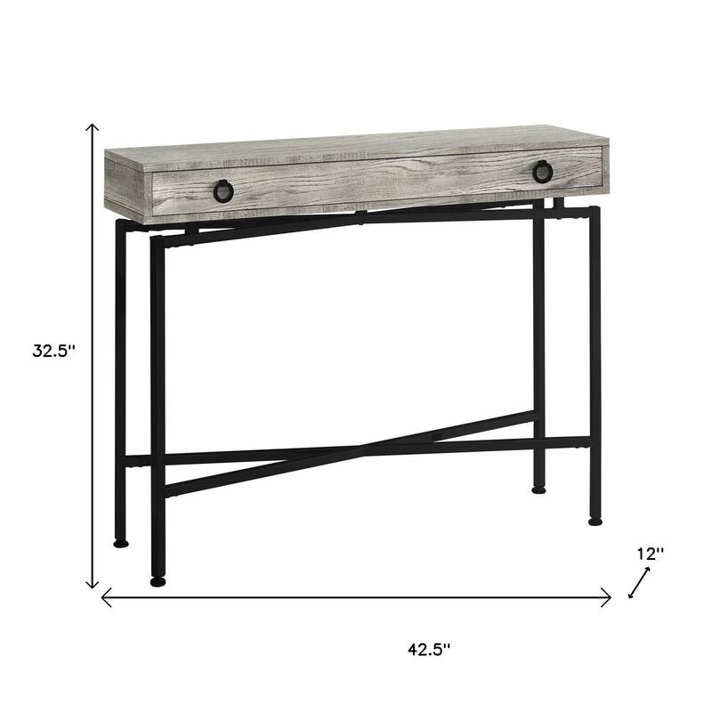 HomeRoots 43" Gray And Black Cross Leg Console Table - 42.50 in. x 32.50 in. x 12.00 in.
