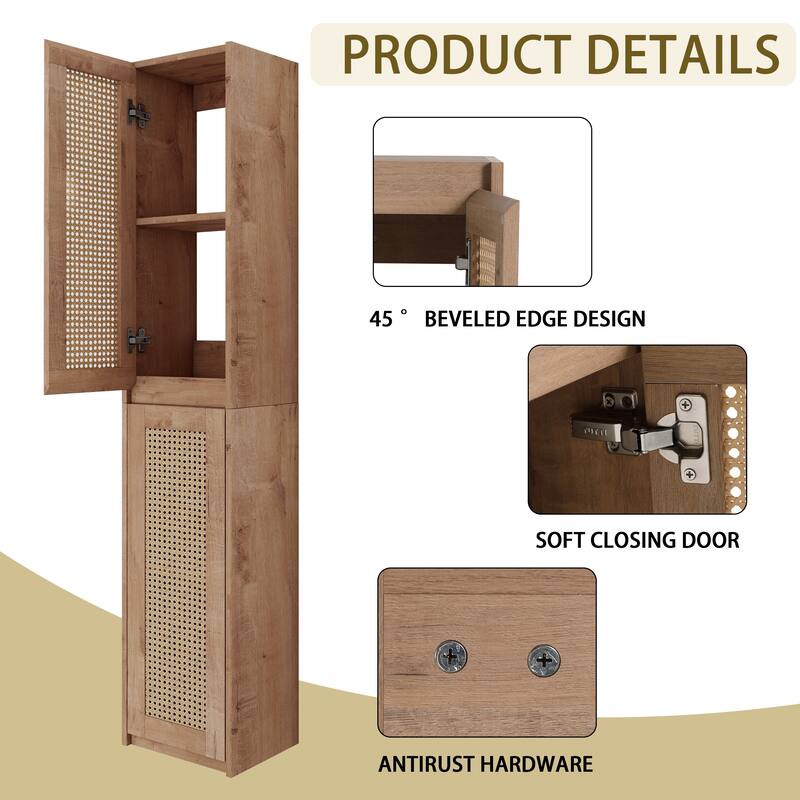 Modern Wall-Mounted Bathroom Side Cabinet, Space-Saving Floating Storage Cabinet with Reversible Door