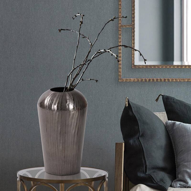 Carbon Gray Chiseled Aluminum Vase