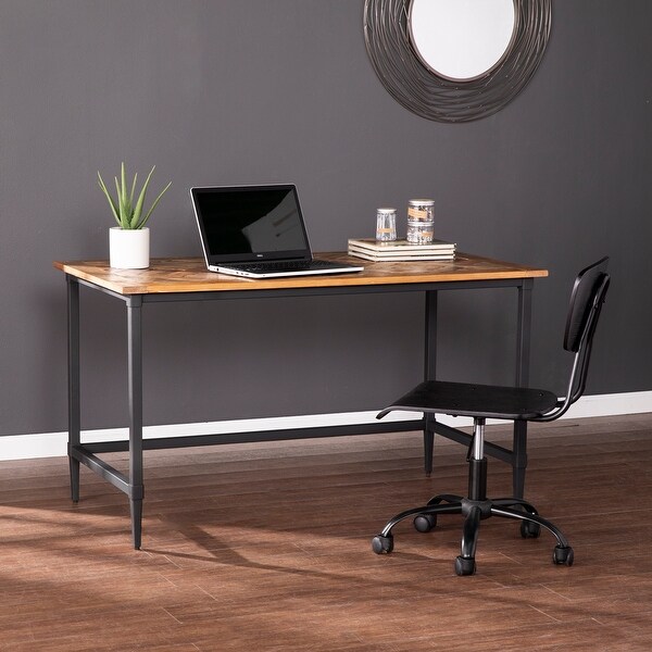 SEI Furniture Lawrence Modern Farmhouse Reclaimed Wood Desk On