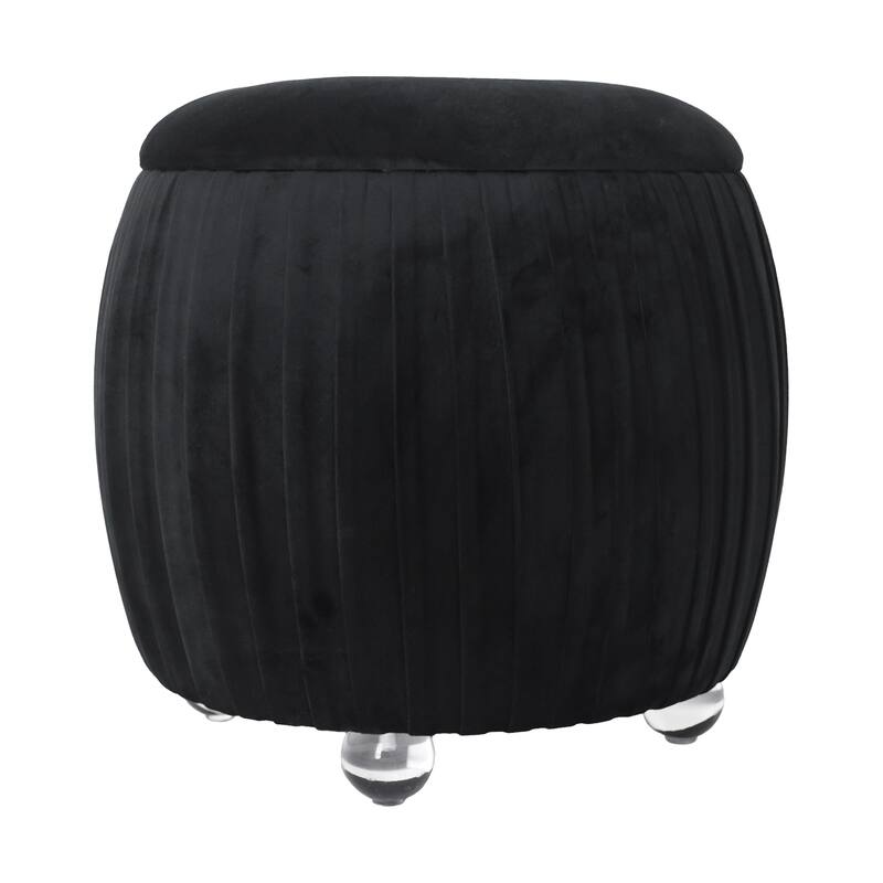Backless Storage Stool with Velvet Upholstery