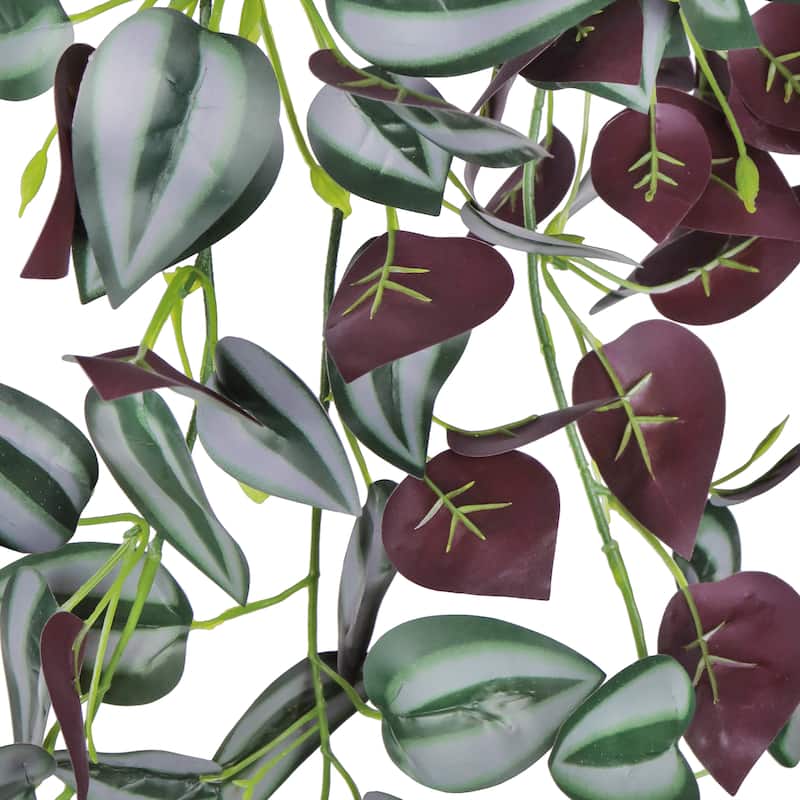 Set of 2 Purple Artificial Tradescantia Spiderwort Hanging Vine Greenery Foliage Bush 27in - 27" L x 12" W x 3" DP