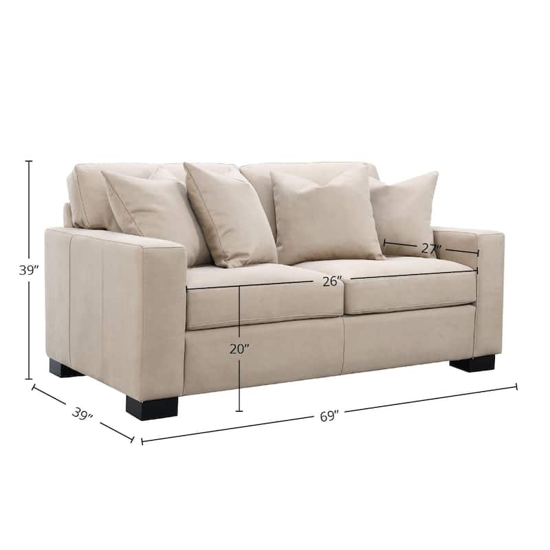 Dexter 69" Loveseat with 4 Pillows, Taupe