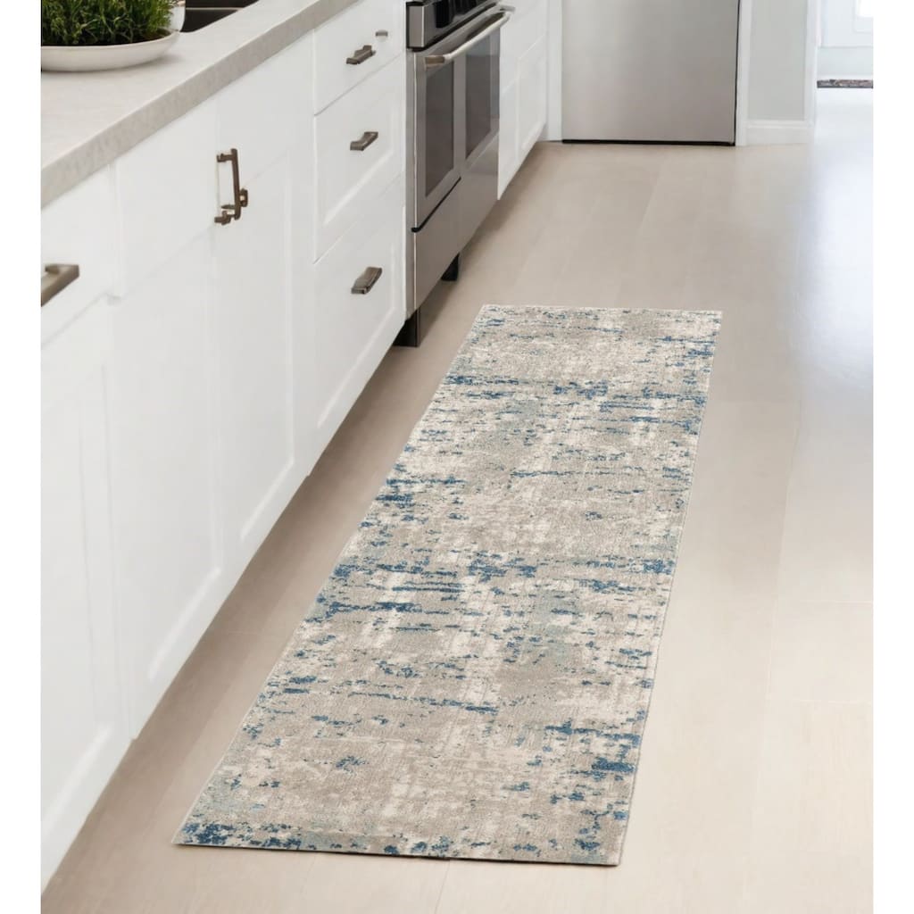 Caki Power Loomed Abstract Modern Area Rug By HomeRoots - 90' X '26' X '0.32
