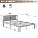 preview thumbnail 8 of 6, Slat Bed Frame Platform Bed for Full Mattress - Grey