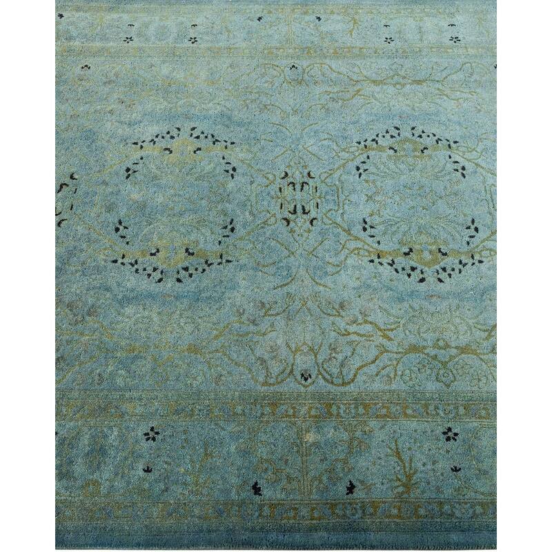 Overton Hand Knotted Wool Vintage Inspired Modern Contemporary Overdyed Gray Round Area Rug - 4' 3" x 6' 0"