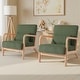 preview thumbnail 73 of 141, 25" W Mid Century Upholstered Wood Accent Chair with Pillow set of 2 Natural Wood - Grey Green