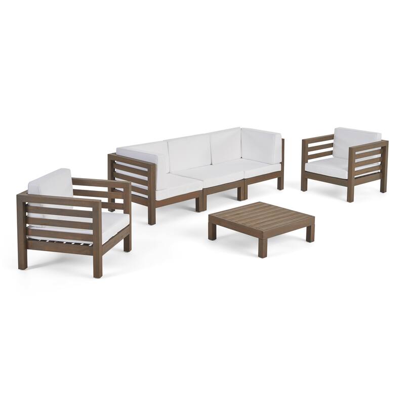 Oana Outdoor 5-seat Acacia Sofa and Club Chair Chat Set by Christopher Knight Home