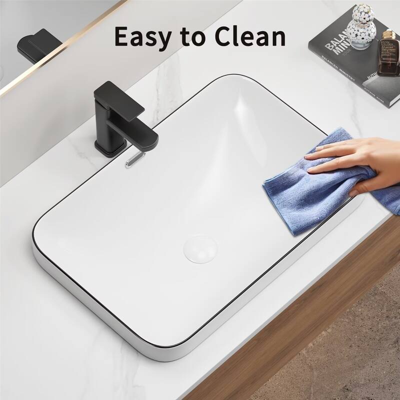 Ceramic Undermount Bathroom Sink White Porcelain Vessel Basin