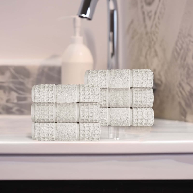 Superior Napa Zero Twist Cotton Soft Waffle Hand Towel - Stone Grey