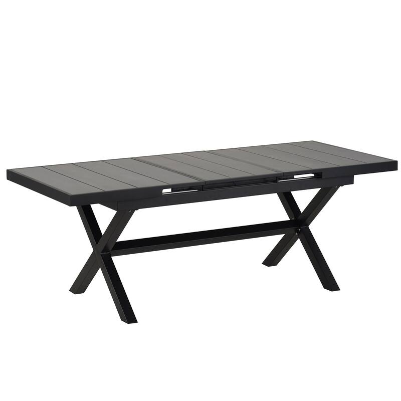 Outdoor 7-Piece Extendable Dining Table Set w6 Weaving Dining Chairs