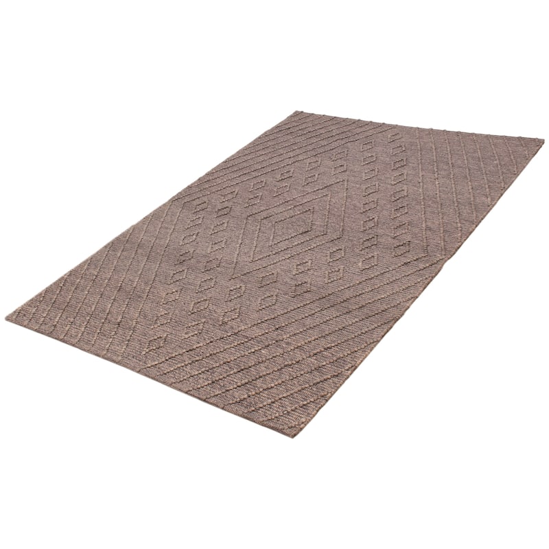 ECARPETGALLERY Braid weave Sienna Grey Wool Rug - 6'1 x 8'9