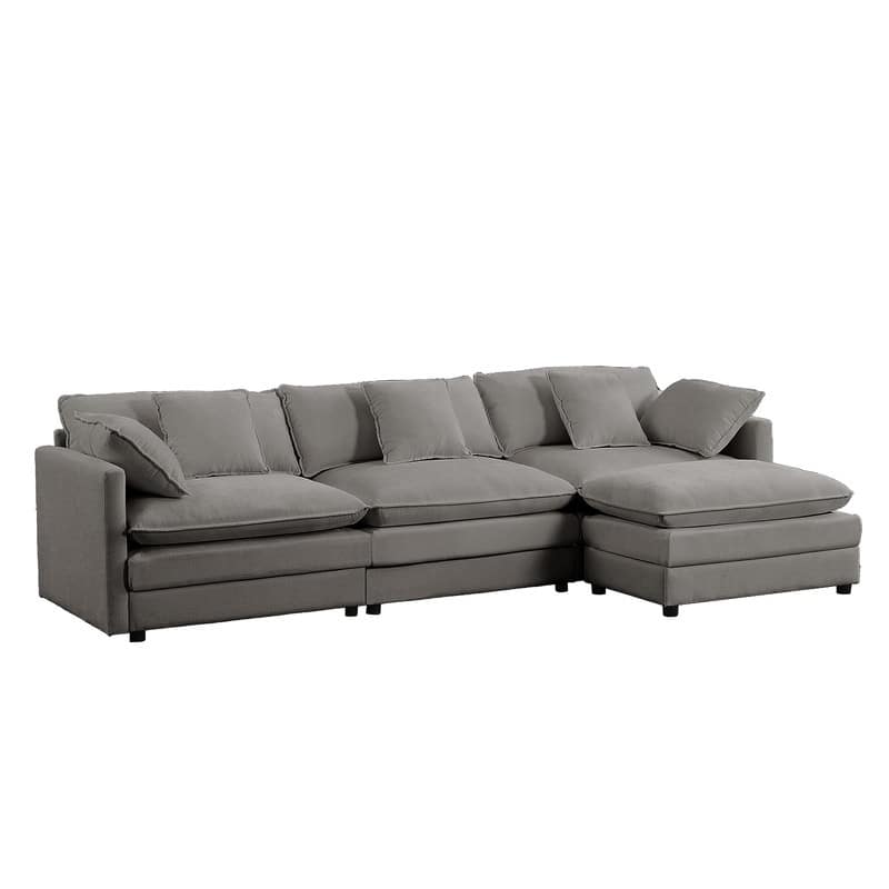 Mixoy 113''L-Shaped Modular Sectional Sofa,Modern Chenille 4-Seater Cloud Couch with Ottoman and Thickened Cushion