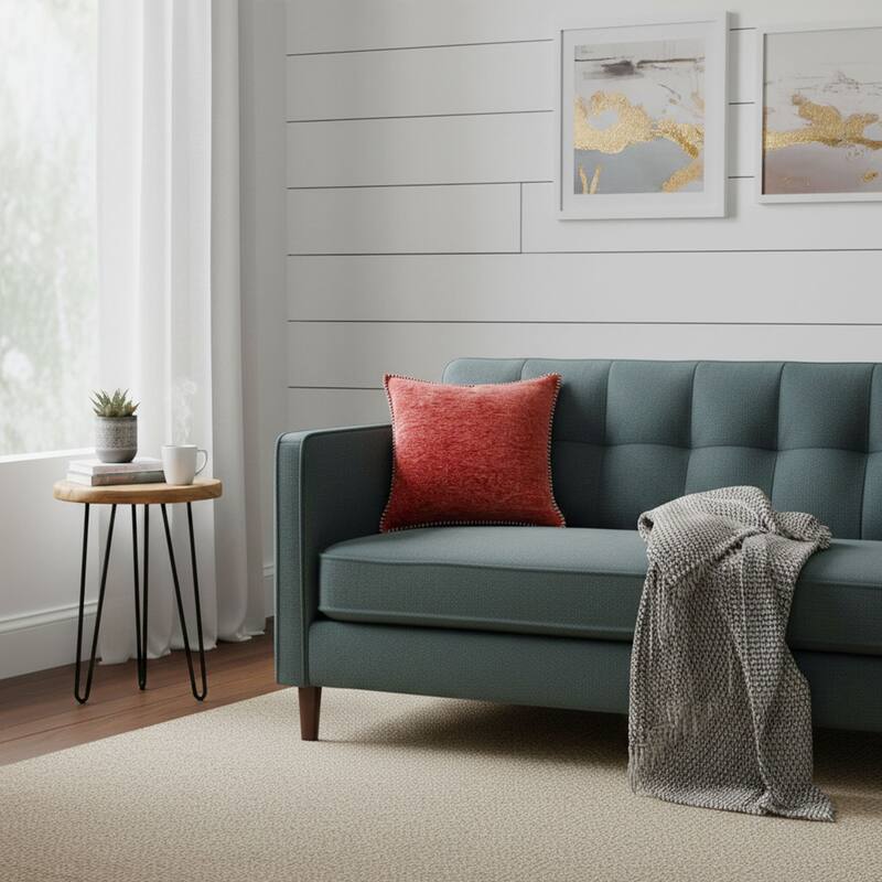 Textured Throw Pillow with Stitched Contrast Edge Set of 2