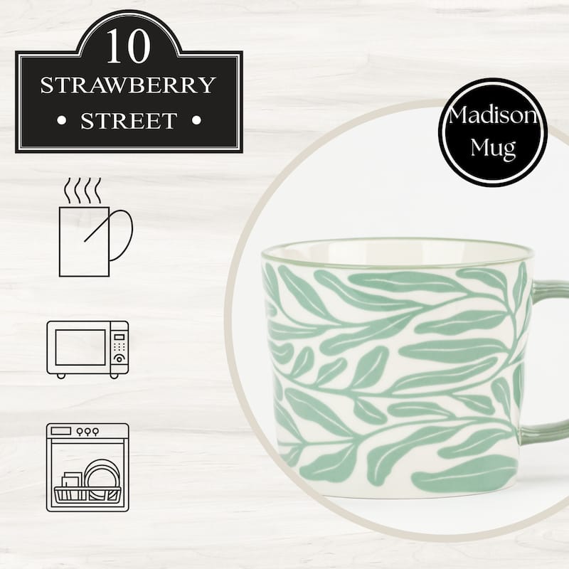 10 Strawberry Street Madison Flora Mugs, Set of 4