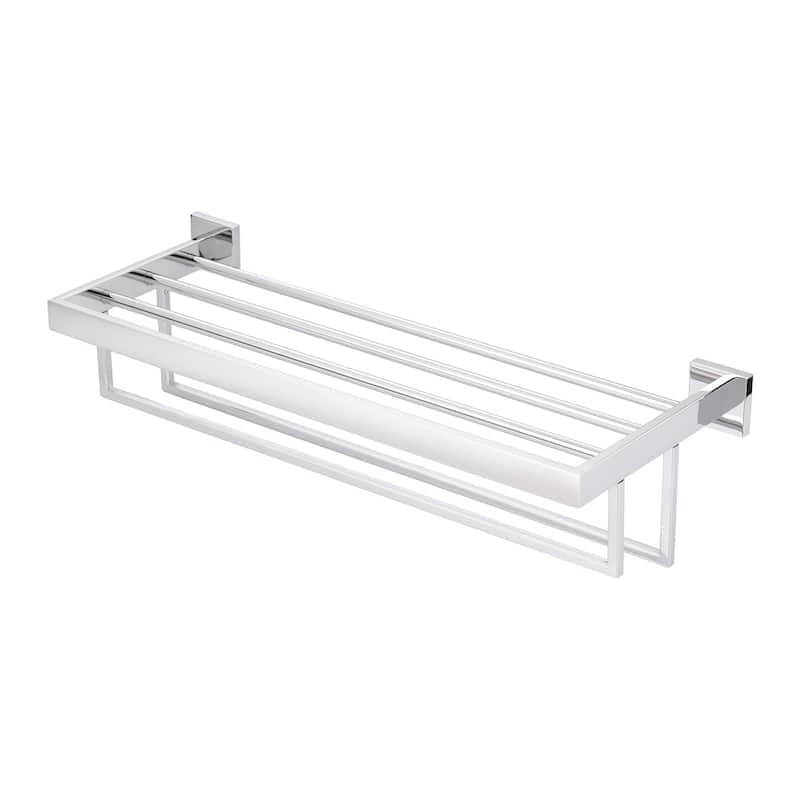 WOWOW 2-Tier Stainless Steel Bath Towel Rack - 24 in. - Polished Chrome