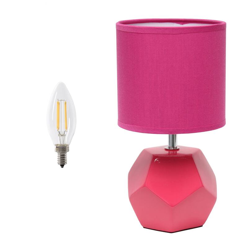 10.24 in. Pink Finish Table Lamp with Pink Shade, Sturdy Table Lamp for Living Rooms and Bedrooms