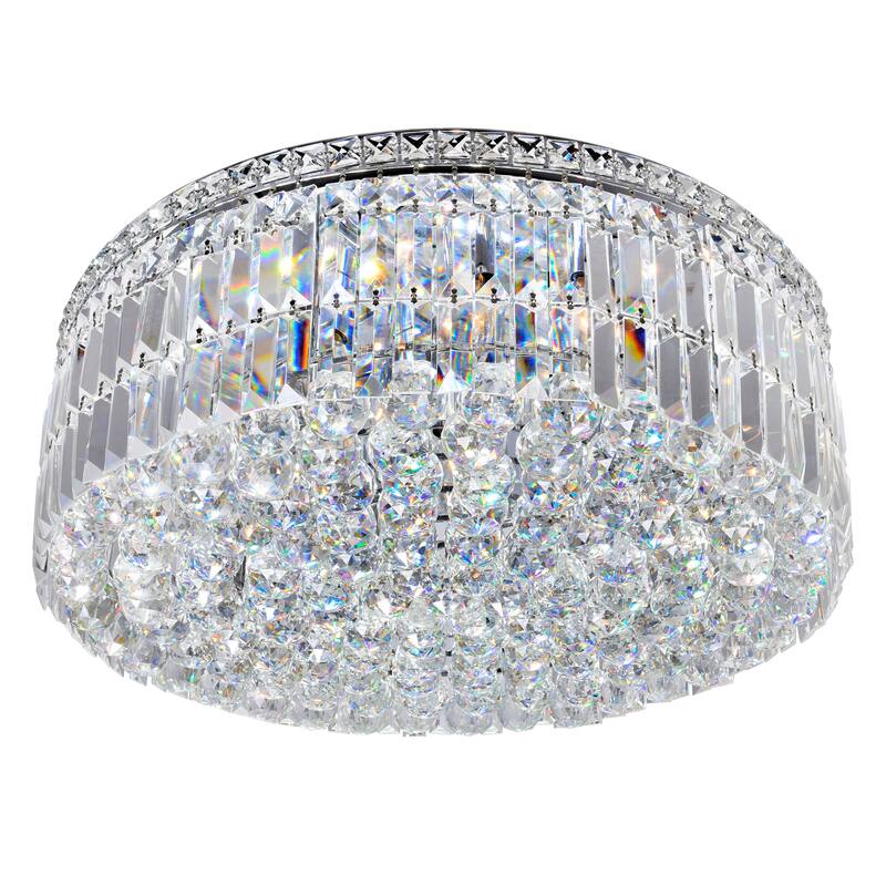 Colosseum 10 Light 24in Chrome Flush Mount with Crystals
