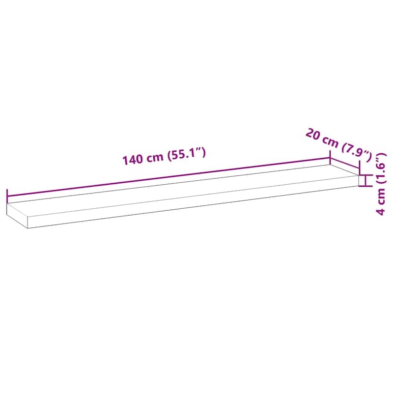 vidaXL Table Top Natural Solid acacia wood 55.1 x 7.9 x 1.6 in Durable - 7.9 x 55.1 x 1.6 in