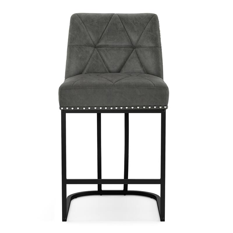 Modern 26.in Armless Barstool Metal Frame Low Back Counter Height Upholstered Bar Stool