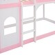 preview thumbnail 11 of 9, Wooden Twin Over Twin Castle Bunk Bed with Ladder, Guardrails and Ladder