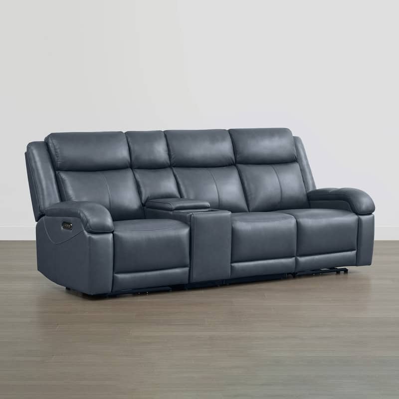 Spruce & Spring Hadlee Genuine leather Reclining Sofa with Multi-Function Console.