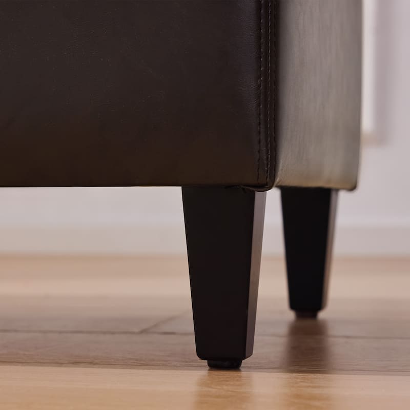 50.3" x 17.50" x 18" Upholstered Rectangular Storage Ottoman-Faux Leather