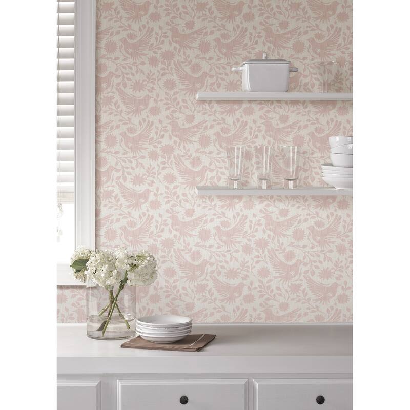 NuWallpaper Waverly Winged Serenade Pink Peel and Stick Wallpaper - N/A