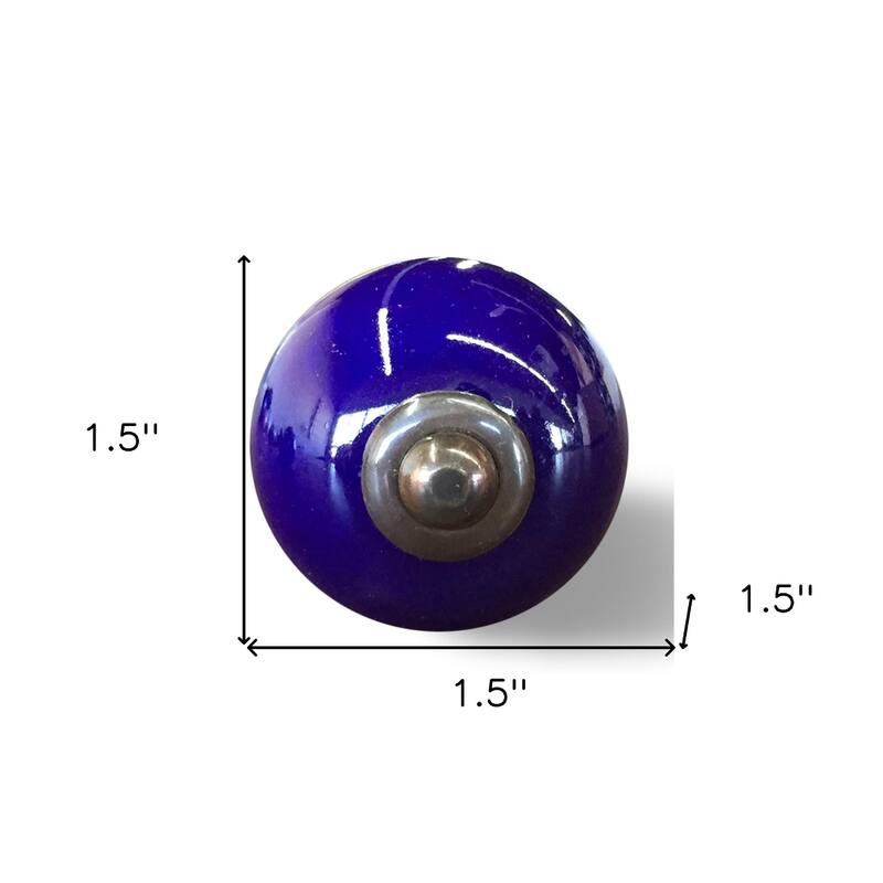 Set of 8 Hand-Painted Purple & Gray Ceramic and Metal Drawer Pull Knobs - 1.5" x 1.5" x 1.5"
