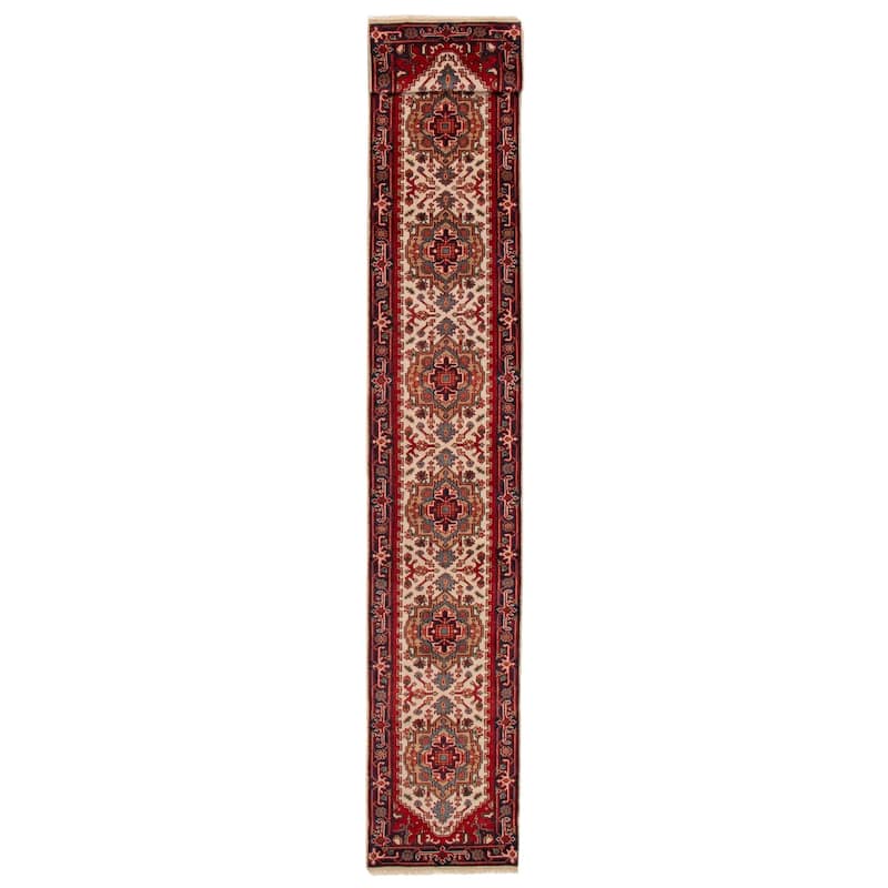 ECARPETGALLERY Hand-knotted Serapi Heritage Cream, Red Wool Rug - 2'6 x 15'9 - Cream/ Red - 2'6 x 15'9