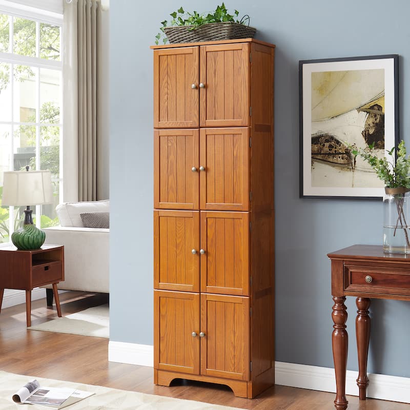 72.4" Tall Storage Cabinet Tall Storage Cabinet with 8 Doors and 4 Shelves ,Bookshelf