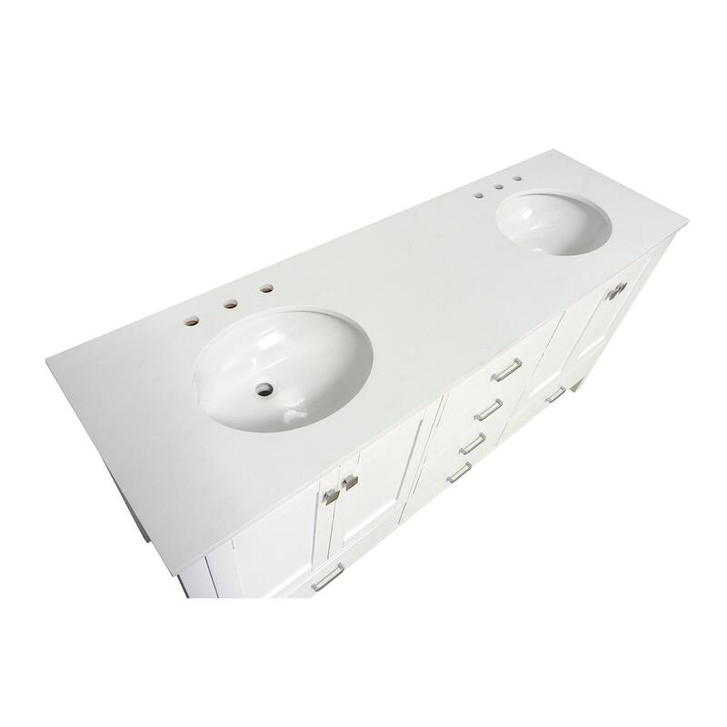 KitchenBathCollection Horizon 72" Double Bathroom Vanity with Engineered Carrara Top