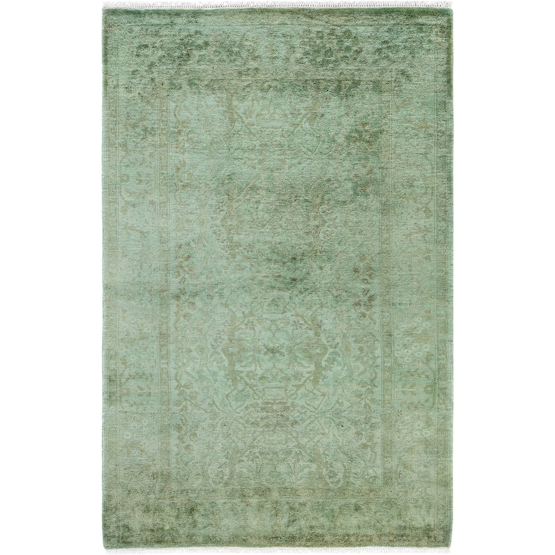 Overdyed One-of-a-Kind Hand-Knotted Area Rug - Green - 3' 4" x 5' 0"