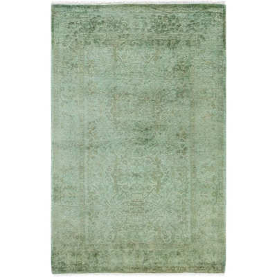 Overdyed One-of-a-Kind Hand-Knotted Area Rug - Green - 3' 4" x 5' 0"
