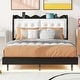 preview thumbnail 2 of 55, Upholstered Platform Bed Frame with LED Light Bar and USB White/Black - Full