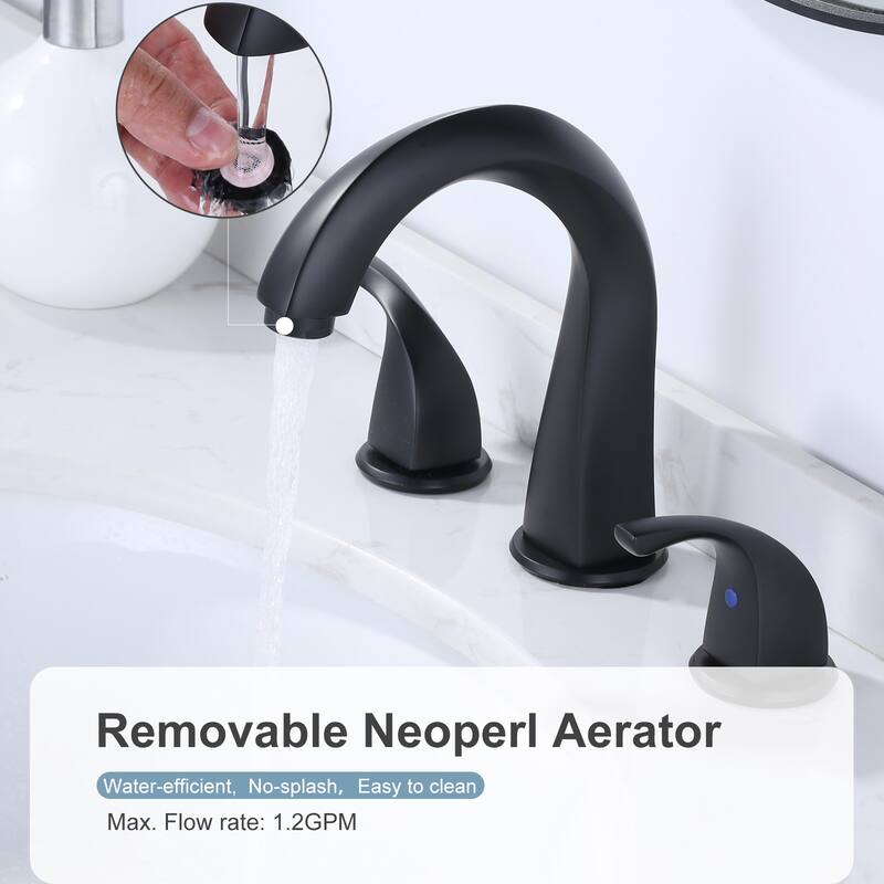 WOWOW Gooseneck 8 in. Widespread Double Handle Bathroom Faucet