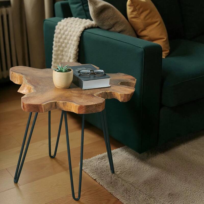 Greenage Solid Wood Teak Live Edge Natural Cut Coffee Table