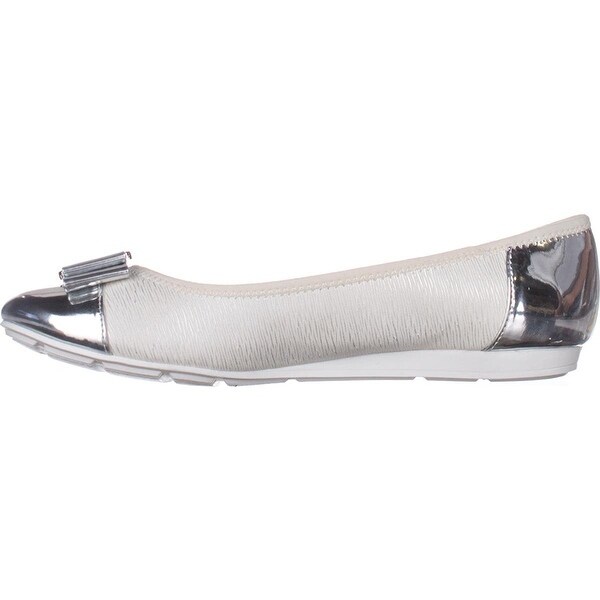 Anne Klein Womens aricia Cap Toe Ballet Flats White Size 6.0 Anne Klein Womens aricia Cap Toe Ballet Flats White Size 6.0