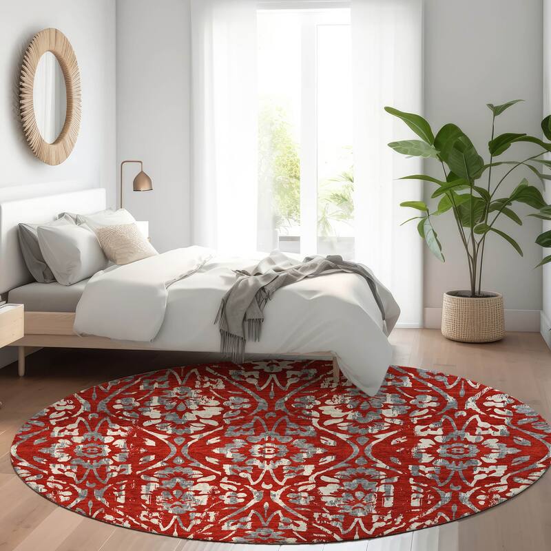 Machine Washable Indoor/ Outdoor Chantille Traditional Distressed Rug
