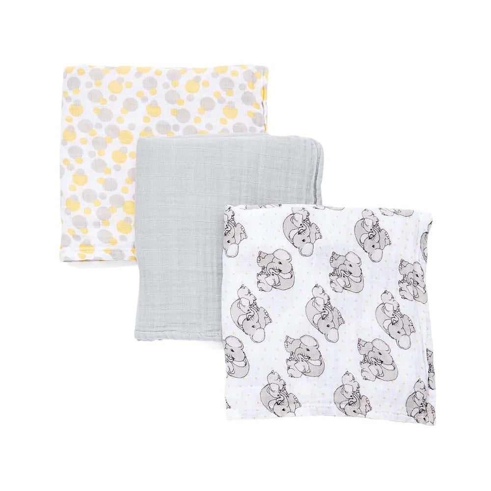 3 Coordinating Muslin Baby Swaddling Blankets