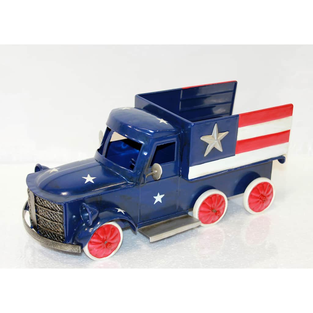 14" Metal July 4th Holiday Mini Pickup Truck With Rolling Wheels - 6.5
