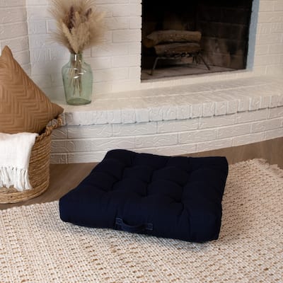 Sorra Home Sunbrella Square Tufted Floor Pillow with Handle
