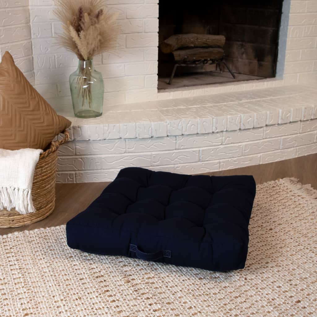 Sorra Home Sunbrella Square Tufted Floor Pillow with Handle