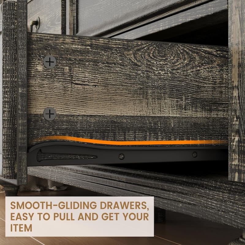7/9 Drawer Dresser with Jewelry Storage, Rustic Wood Chest with Metal Handles, Vintage Storage Organizer