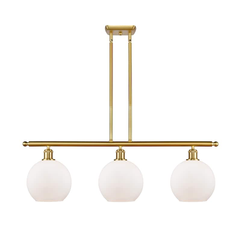 Innovations Lighting Athens 3 Light 36" Island Light - 8" Shade - Satin Gold/Matte White
